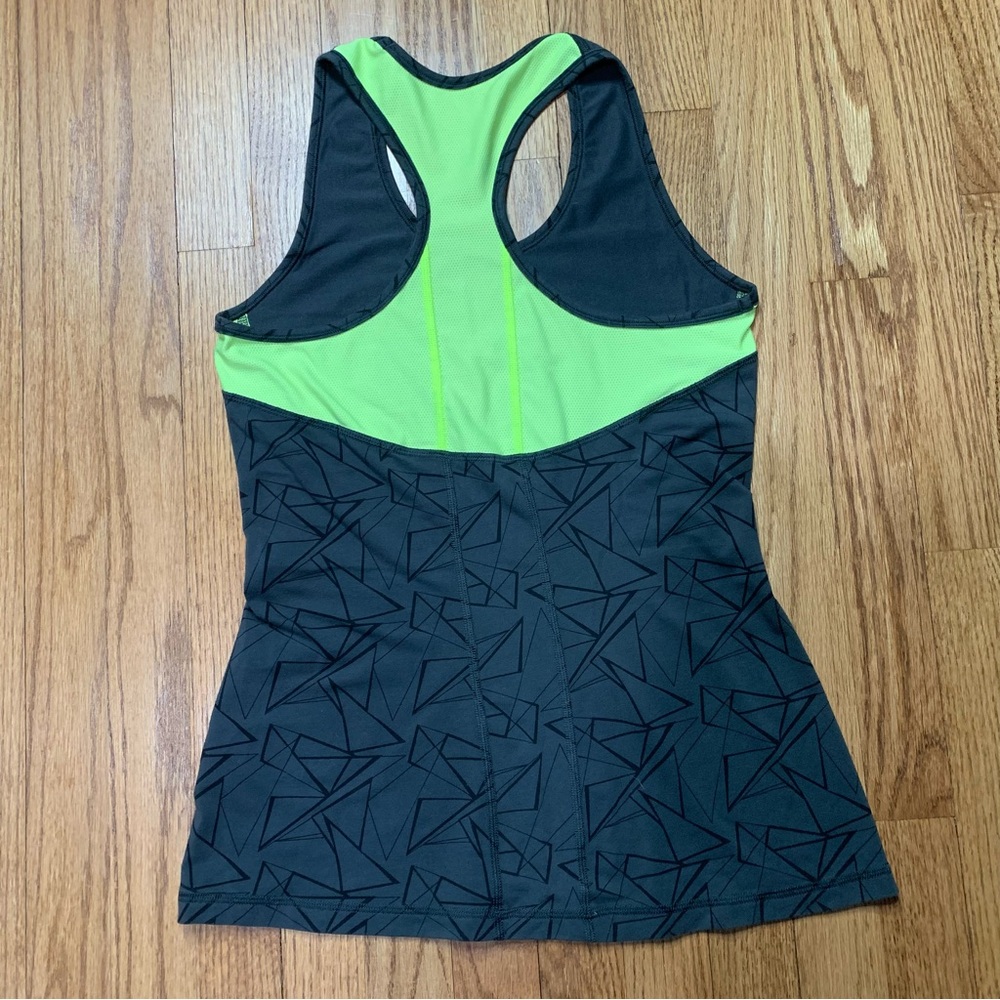 Nike Dri-FIT Slim Fit Racerback Tank Charcoal Black Triangle Neon Yellow L - Picture 2 of 5